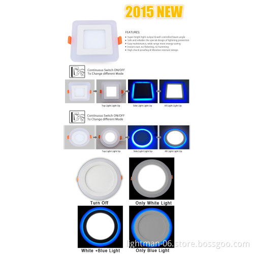 12+6W Double Color RGB Round LED Panel Downlight